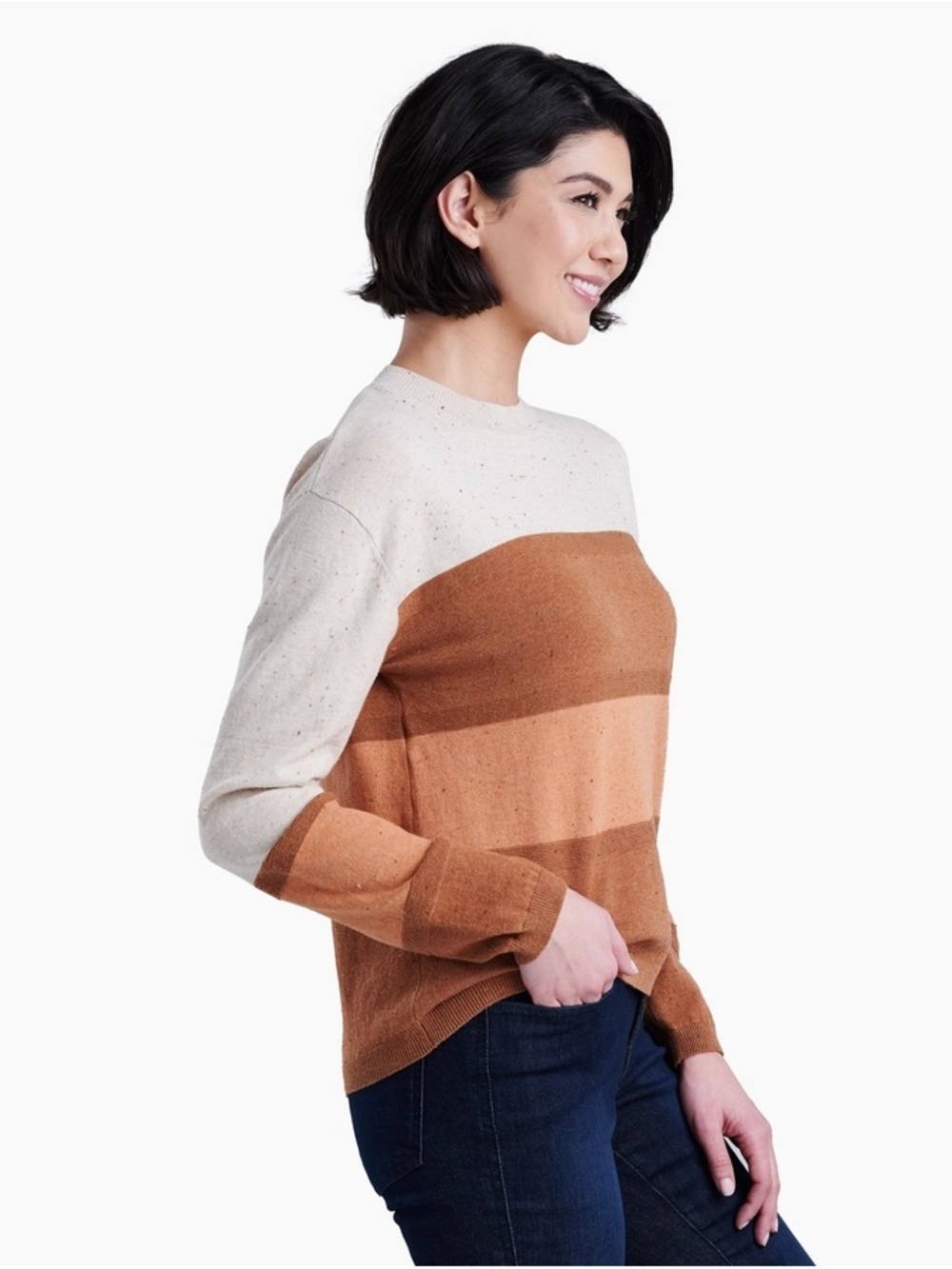 Kuhl Valencia Sweater Women's Large Brown & Beige Striped - Picture 3 of 8